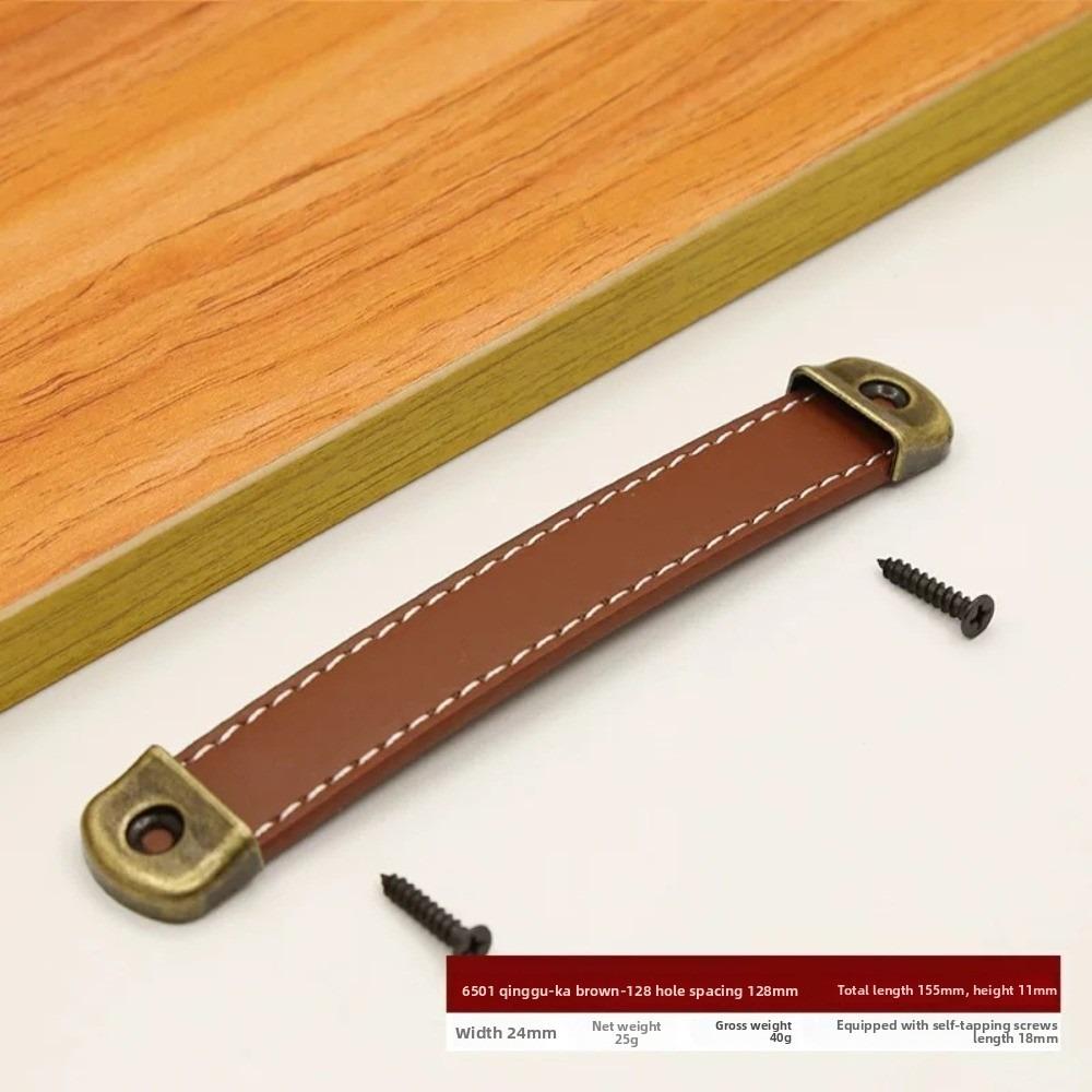 New Leather Furniture Handles Universal with Screws Wardrobe Drawer Door Pulls Hardware Door Handles