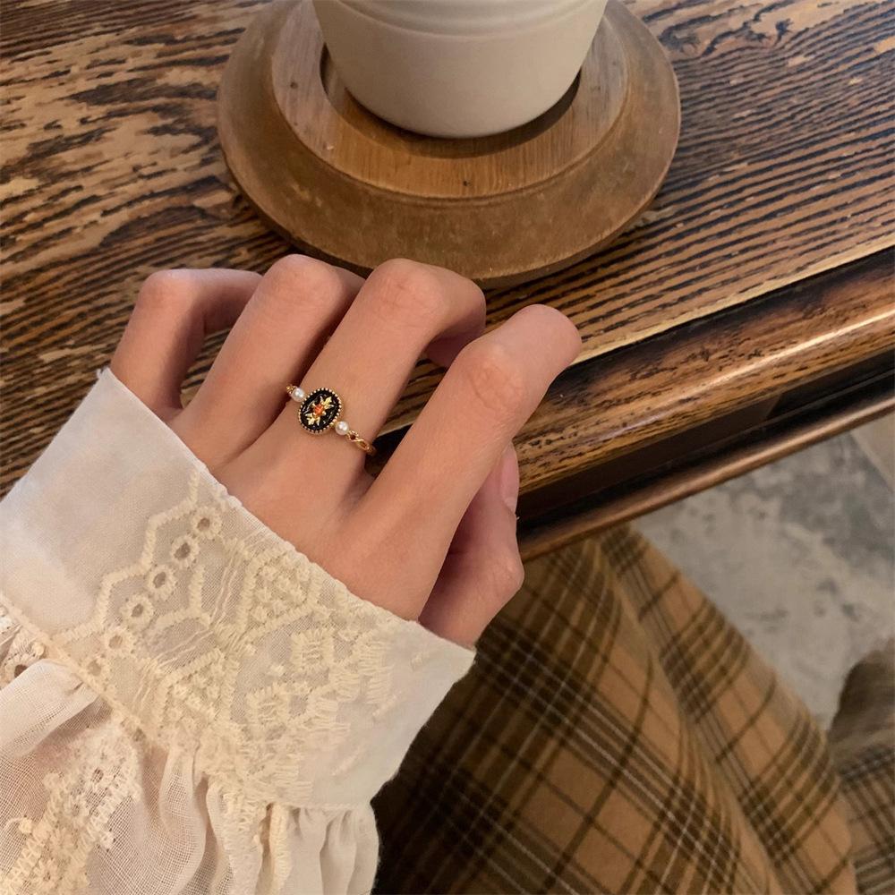 Темпераментный Универсальный Цветочный Жемчужный Кольцо Открытое Кольцо на Указательный Палец