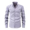 Fashionable Men's Shirt Waves Striped Long-sleeved Shirt Casual Loose and Versatile Button Splicing Top