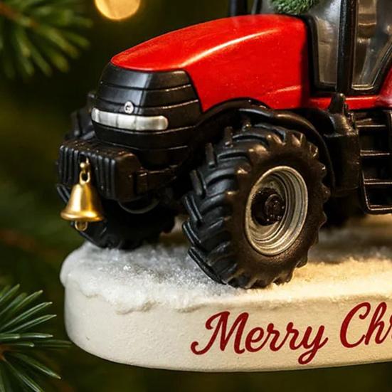 1/3Pcs Christmas Pendant Tractor Wearing Xmas Hat Charm Ornament Snowy Roof Farmhouse Holiday Style Hanging Ornament