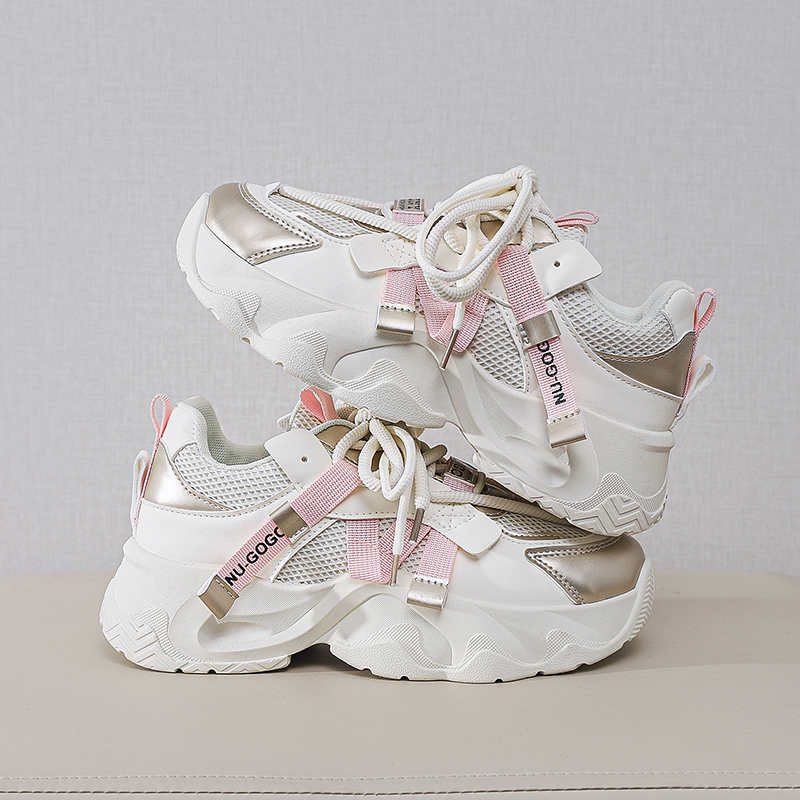 Fashion Thick Bottom Thick Heel Cute Shoes Basketball Sneakers Women Brands Women Lace-up Boots Sports Fit Overseas High-tech