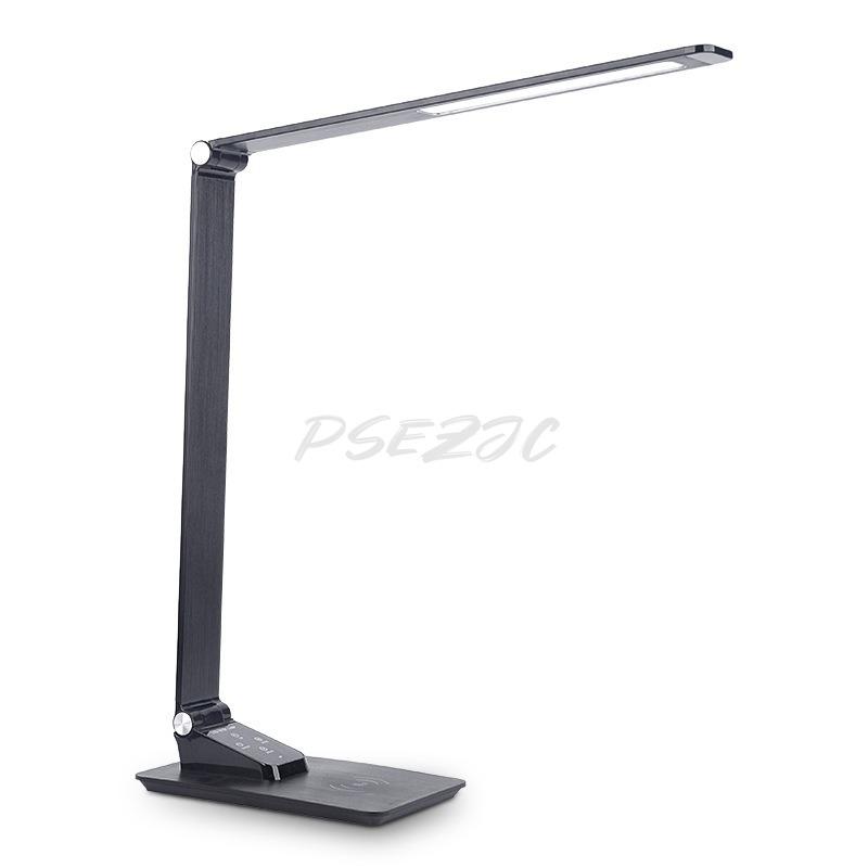LED Eye Protection Desk Lamp with Metal Texture Foldable 10W Wireless Charging USB Port Business Office Desk Lamp