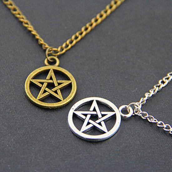 Women Men Round Hollow Star Pentagram Pendant Necklace Xmas Gift Cool