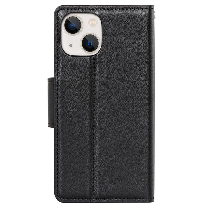 HANMAN Mill Series for iPhone 15 Shockproof Shell Wallet PU Leather Stand Cover Mobile Phone Case