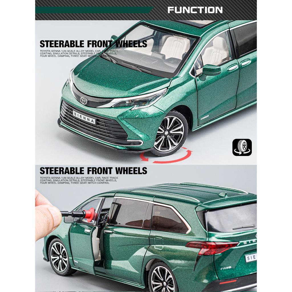 1/24 Scale Sienna MPV Diecast Car Model Toy, Pull Back Toy Vehicle with Sound and Light for Kids Toddler Boys Girls Gift Collection
