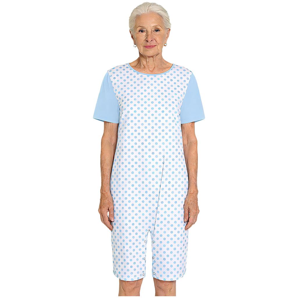 Damen Spezialbedarf Body Kurzarm Kurzer Schritt Druck Farbblockierung Adaptiver Jumpsuit Demenzpflege