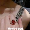 Jewelry, Orange Full Petals, Fanta Orange Gemstone Necklace, Atmosphere, Papalacha Fat Square Ring.