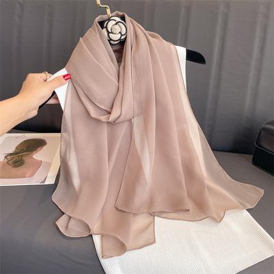 2023 New Fashion Summer Women Soild Color Beach Scarf Silk Shawls Headband Female Headband Wraps Sunscreen Hijab
