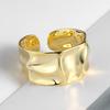 Foxanry Silver Color Irregular Handmade Ring for Women Creative Geometric Wide Anillos Jewelry Gift Size 16.5mm Adjustale