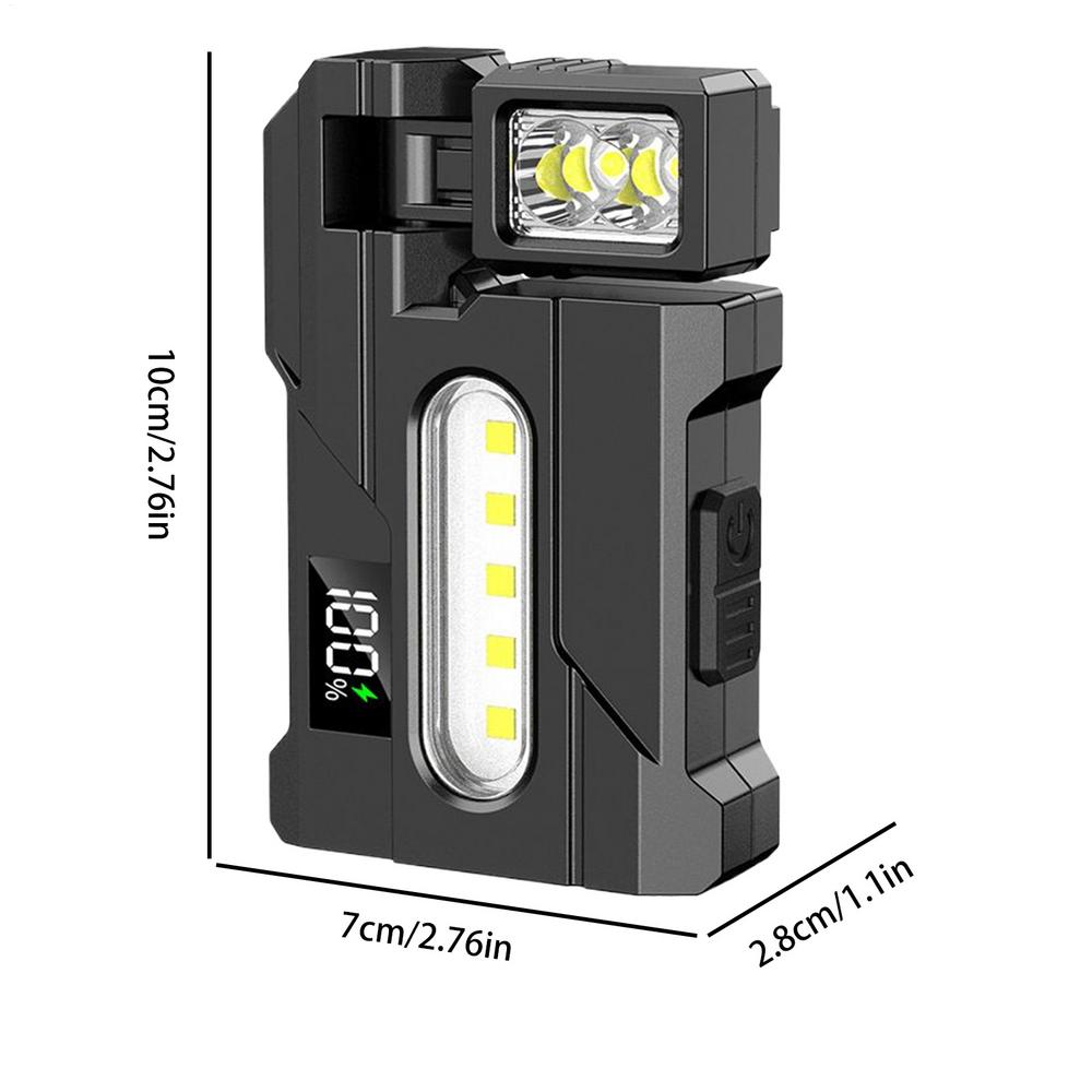 Outdoor Flashlight Rotatable LCD Screen Handheld Compact Flashlight Waterproof Adjustable Angle Torch For Night Fishing