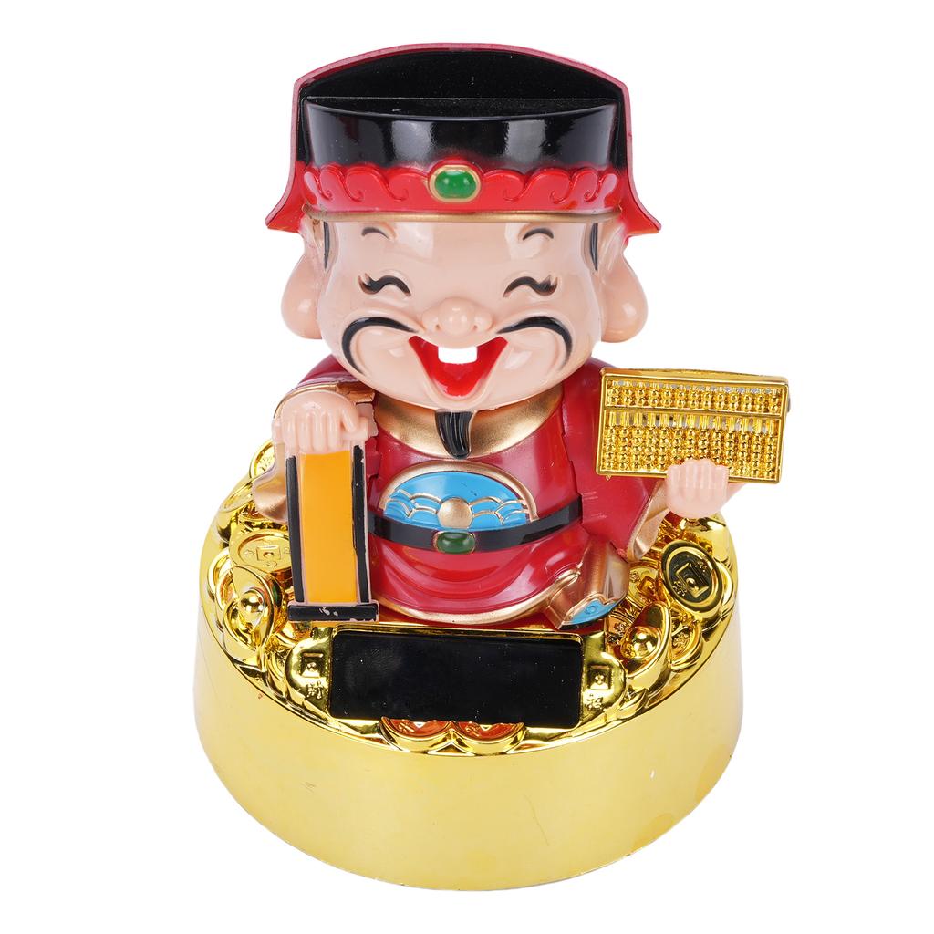 Solar Powered CAI Shen Figurine Nodding Lucky Car Dashboard CAI Shen Home Ornament Statue North CAI