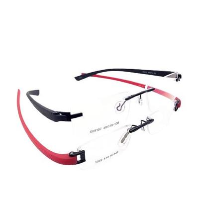 RSINC Combo of Black-red Black -black Rimless frame/eyeglass/Spectacle, Optical, Prescription, For Men And Women, 51-18-140 DA-KU4V-NVS0