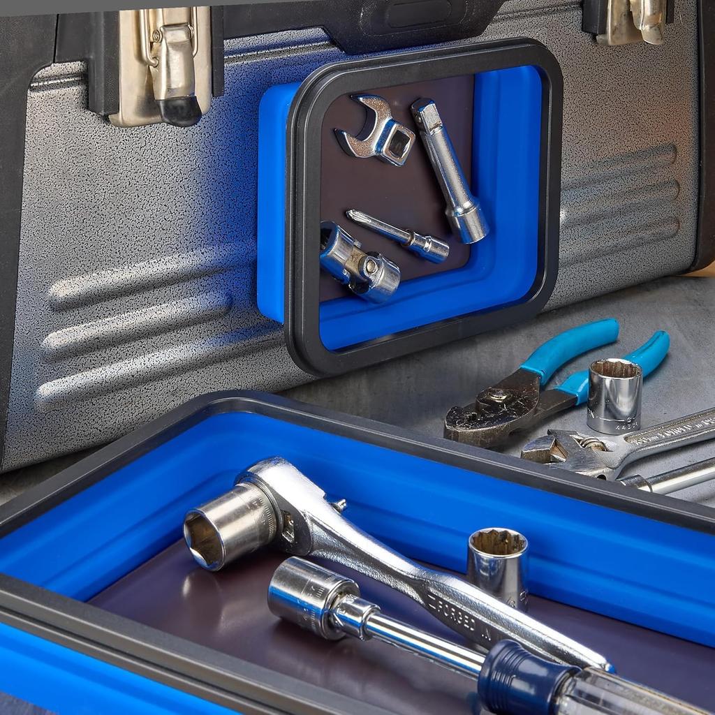 Collapsible Magnetic Parts Tray Set & Flexible Magnetic Pickup Tool, 3 Different Size Magnetic Screw Holder & Pick-Up Sweeper for Screw, Bolts, Nuts,