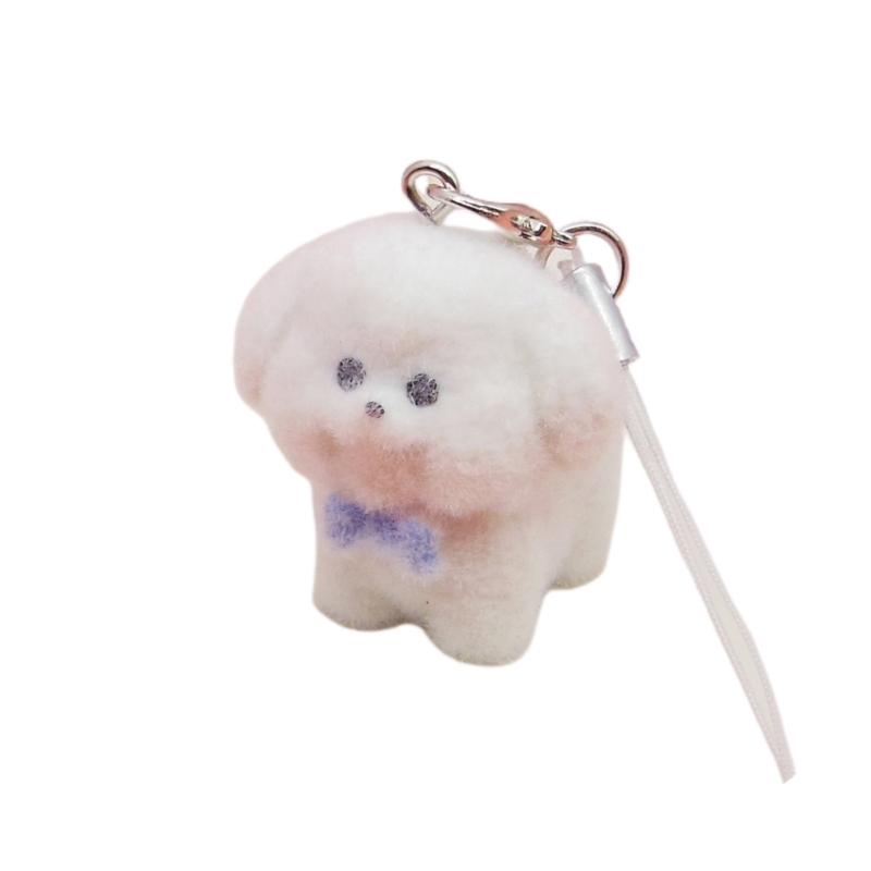 Flocking Resin Animal Keyring Adorable Compact Design Animal Keychain Decoration For Keys Backpacks Presents