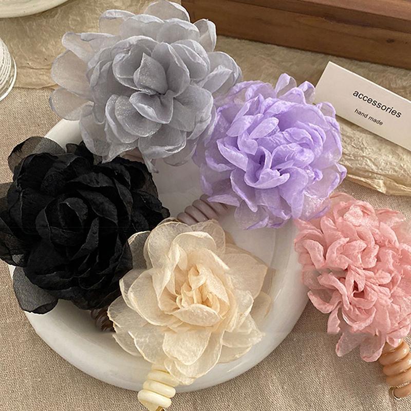2024 New Summer Sweet Elastic Hair Bands Women Spiral Coil Telephone Wire Scrunchies Hair Ties Rope Ponytail Hair Accessories