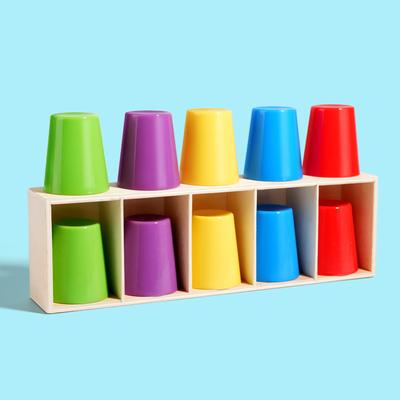 Farben lernen Spielzeug Montessori Farbzuordnung Sinnesspiel Holz Raten Farbe Becher Feinmotorik Frühe Bildung für Kleinkind