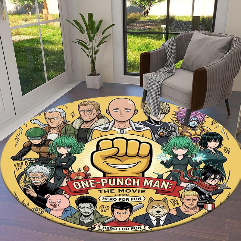 Onepunch Man Round Area Rug Carpet Rug For Living Room Bedroom Sofa Playroom Decor Nonslip Floor Mat