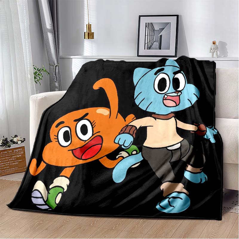 The Amazing World of Gumball Print Flannel Throw Blanket Soft Warm Cartoon Bed Sofa Cover for Kids Bedroom Home Decor Gift