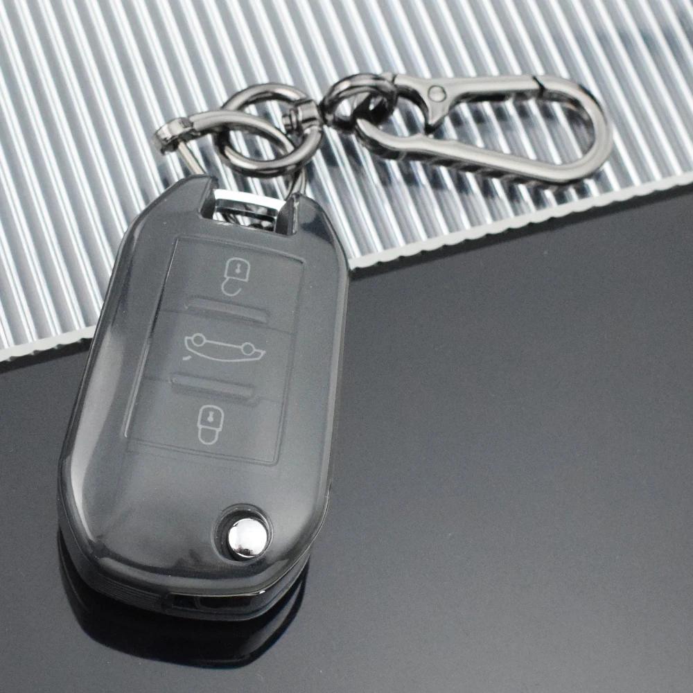 Transparent Car Key Case Full Cover Holder for Peugeot 3008 208 308 508 408 2008 307 4008 for Citroen C4 C4L CACTUS C3 C6 C8