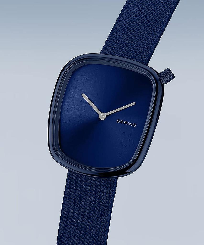 BERING Quartz Watch Pebble Blue Stainless Steel Mesh Strap Genuine Imported Product 3 Year Internal Warranty Sapphire Glass Scratch Resistant Break