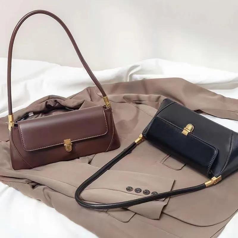 Fashion Solid Color Underarm Bags Pu Leather Shoulder Bags For Women Design Luxury Small Handbag Female Subaxillary Clutches