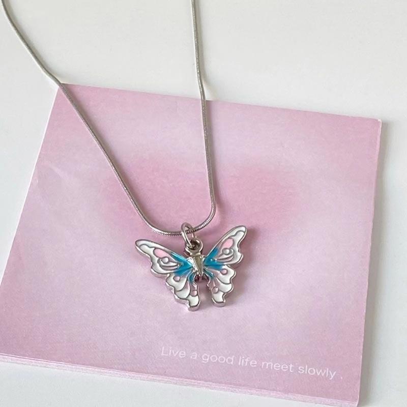 Butterfly Necklace Sweet Cool Women Necklaces Butterflies Pendant Snake Bone Chain Girls Neck Chains Wedding Jewery Gift