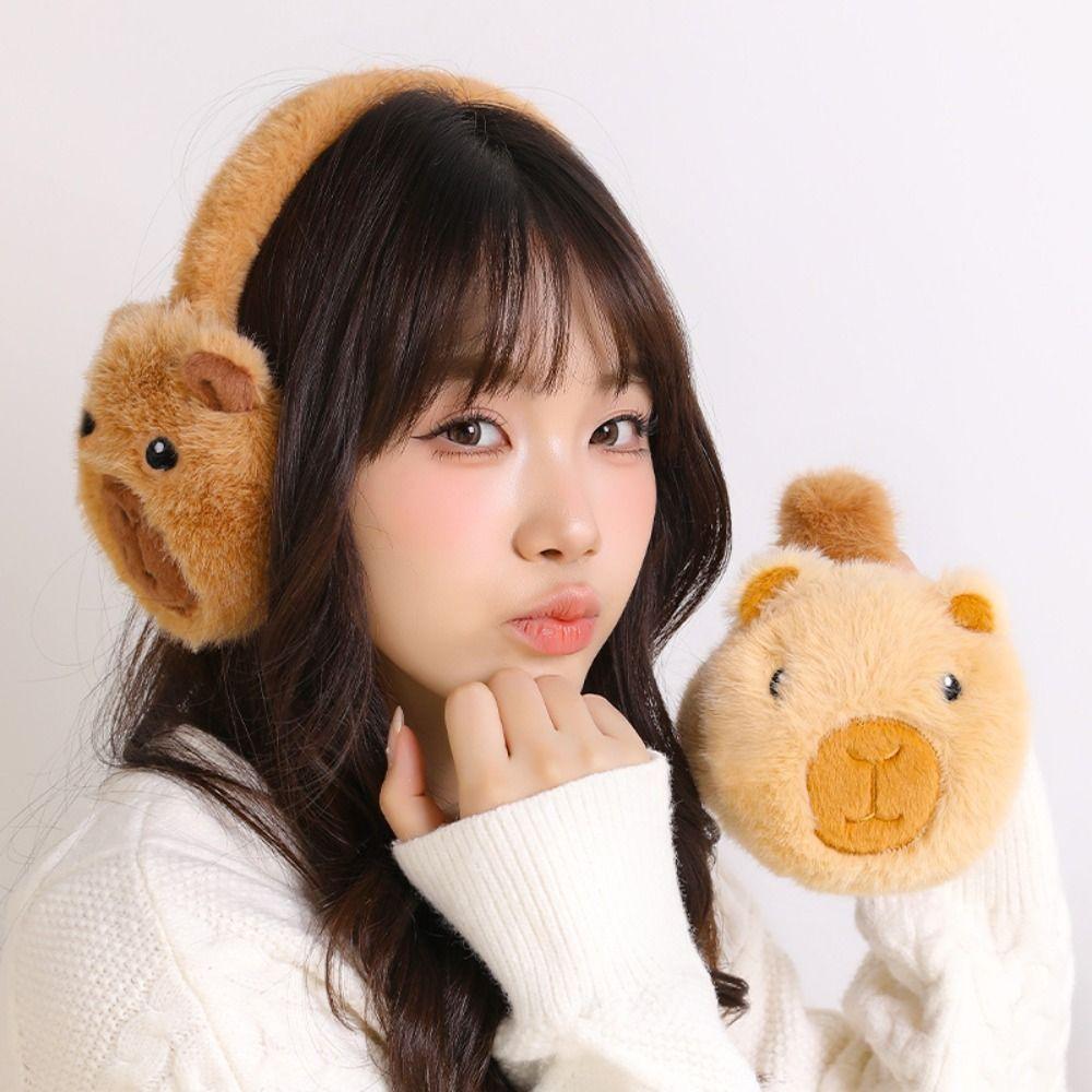 Foldable Capybara Plush Earmuffs Thicken Cute Ear Cover Panda Warm Earflaps Outdoors Activities