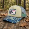 Trucker Hats With Logo Embroidery Printing 5 Panel Camo Trucker Cap  Pre-curved Brim Print Mesh Hat