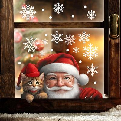 Duplicate Santa Claus Two-Faced Window Adhesive for Christmas Gathering Decorations