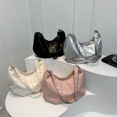 Bolsa feminina simples, grande capacidade, elegante, cor sólida, primavera, nova, simples, alça inclinada