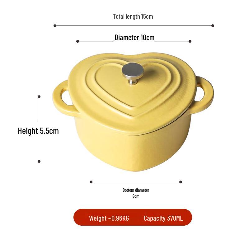 ZISIZ Enamel Heart-Shaped Mini Pot