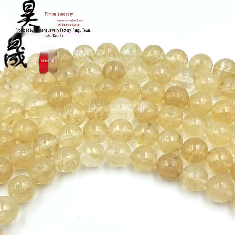 Brown Watermelon Crystal Bead Necklace & Earrings Set with Yellow Topaz Loose Beads for DIY Bracelets.