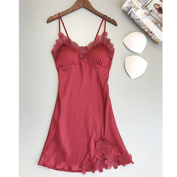 Rochie de noapte din satin de mătase, sexy pentru femei, Cămașă de noapte fără mâneci Cămașă de noapte cu decolteu în V Cămașă de noapte Lenjerie de noapte din dantelă Lenjerie de noapte