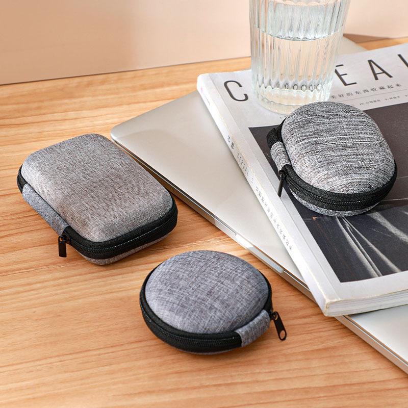 Mini Sacoche de Rangement Portable EVA Pochette Sac de Transport Fermeture Éclair Étui pour Écouteurs Airpod/Téléphone/Accessoires Câble de Charge