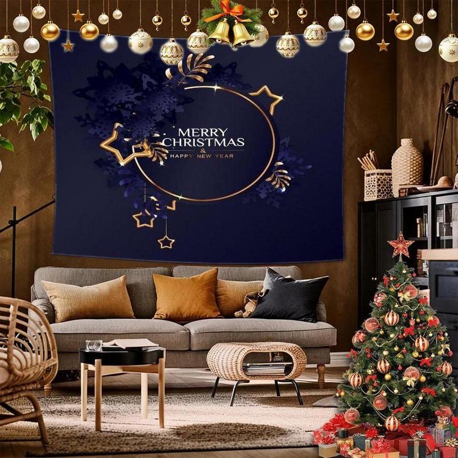 Merry Xmas New Year Background Cloth Hanging Cloth Bedroom Bedside Decorative Wall Cloth Rental Dormitory Tapestry