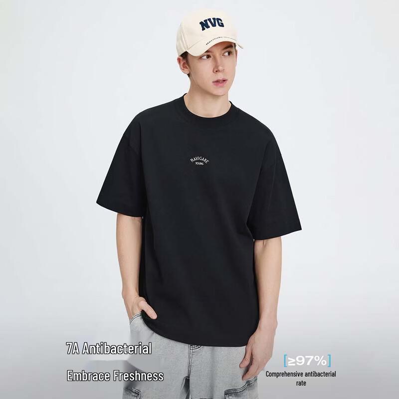 Navigare Men's Embroidered Loose Fit Round Neck Short Sleeve T-Shirt 3325506507