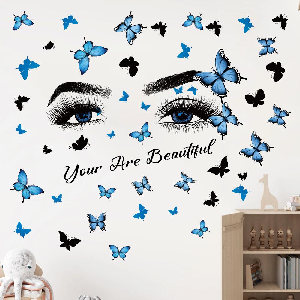 DIY Butterfly Wall Art Decals Waterproof Self-Adhesive PVC Stickers for Lash Beauty Salon Shop Wall Decor