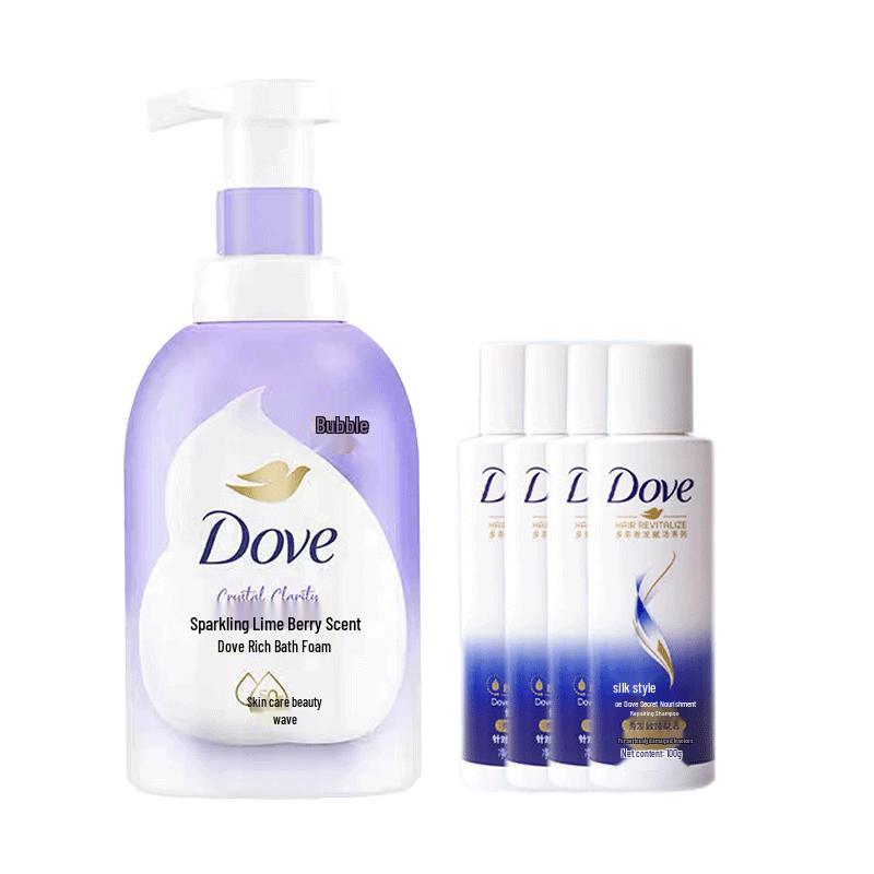Dove Lime & Berry Scent Foaming Body Wash 400ml & 4x100g Shampoo Bundle