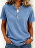 Europe and the United States for summer new women's tops casual versatile retro short-sleeved loose v-neck T-shirt