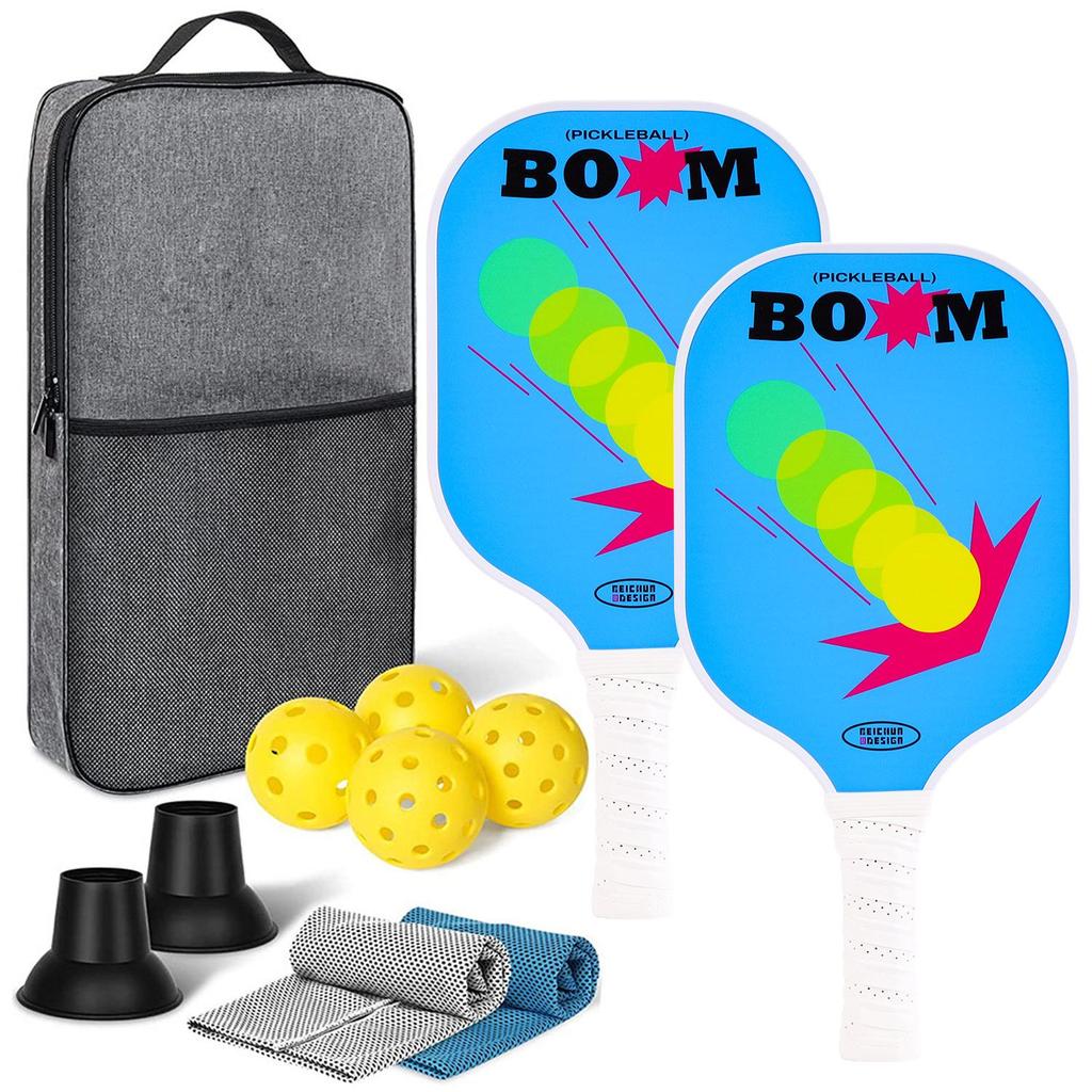 Rachetă și minge Pickleball din fibră de carbon, set cadou pentru prosoape de gheață pentru sporturi în aer liber