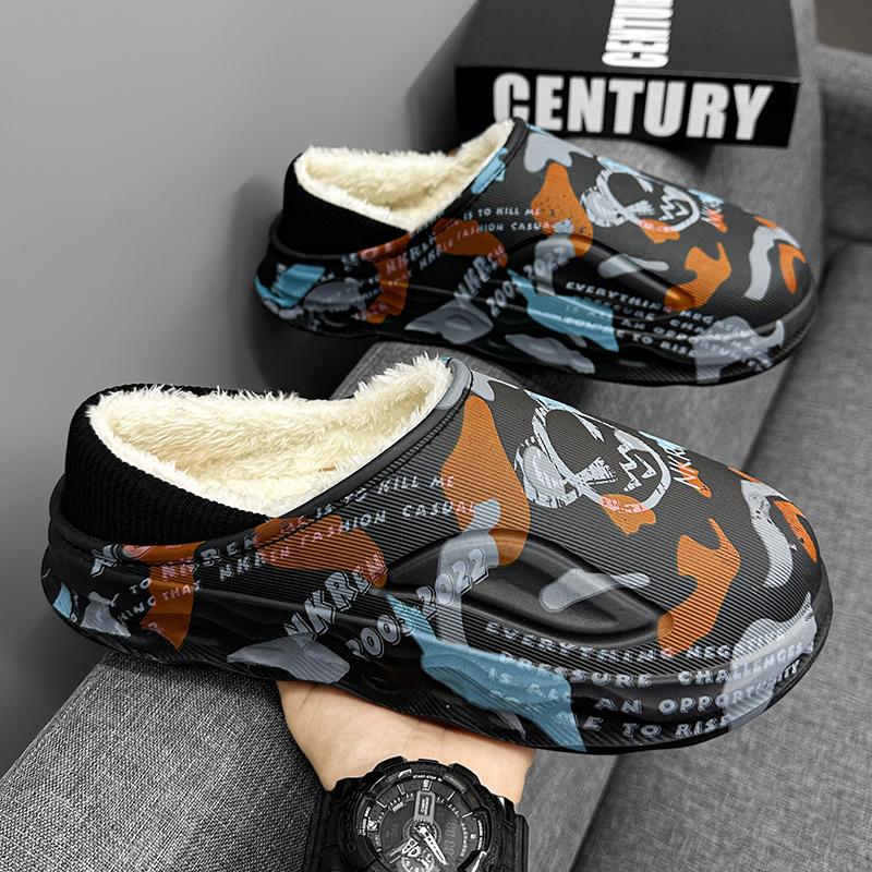 Modne Zimowe Męskie Bawełniane Kapcie Domowe Wygodne Miękkie Antypoślizgowe Kapcie Domowe Zewnętrzne Aksamitne Ciepłe Bawełniane Kapcie