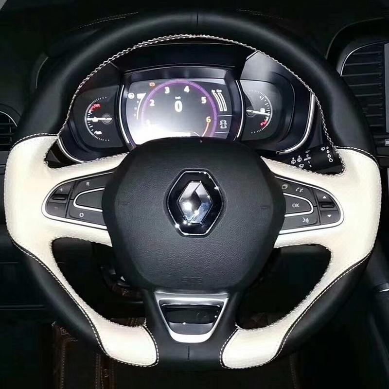 Для Renault Kadjar Koleos Megane Talisman Scenic 2016 2017 Сделай сам Ручная прошивка Кожаный Автомобильный чехол на руль Спортивный стиль style 3