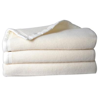 Decke 100% Reine Schurwolle Doppelseitig "Volta" 500 g/m² Toison d'Or - Volta Naturweiß - 180 x 240 cm