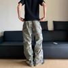 JYL Mens Denim Shorts Niche Jacquard Ripped Summer Loose Straight Pants