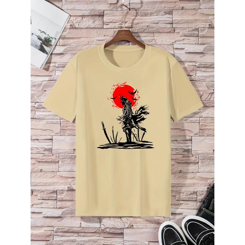 Print, Men's Graphic Design Crew Neck Novel T-shirt, Casual Comfy Tees Tshirts For Summer