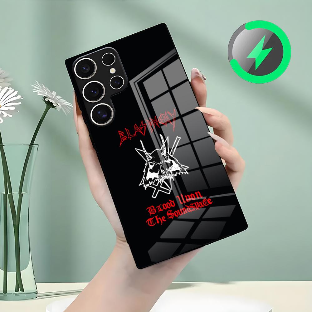 

Blasphemy Band Phone Case For Samsung S26 S25 S24 S23 S22 S21 S20 Edge Ultra Plus FE For Magsafe Glass Case Galaxy S24 Ultra
