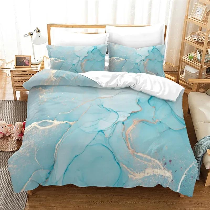 Marble Duvet Cover Abstract Geometric Bedding Set Microfiber Full Queen King Comforter Cover For Kids Girls Boys Bedroom Decor