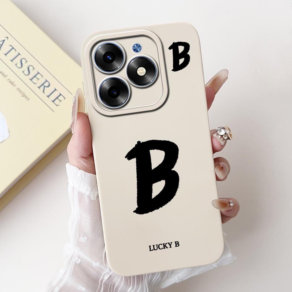 For Tecno Spark Go 2024 Case BG6 BG6i Pop 8 Simple A Z Letters Silicone Camera Protection Funda On Tecno Spark 20 20C Back Cover