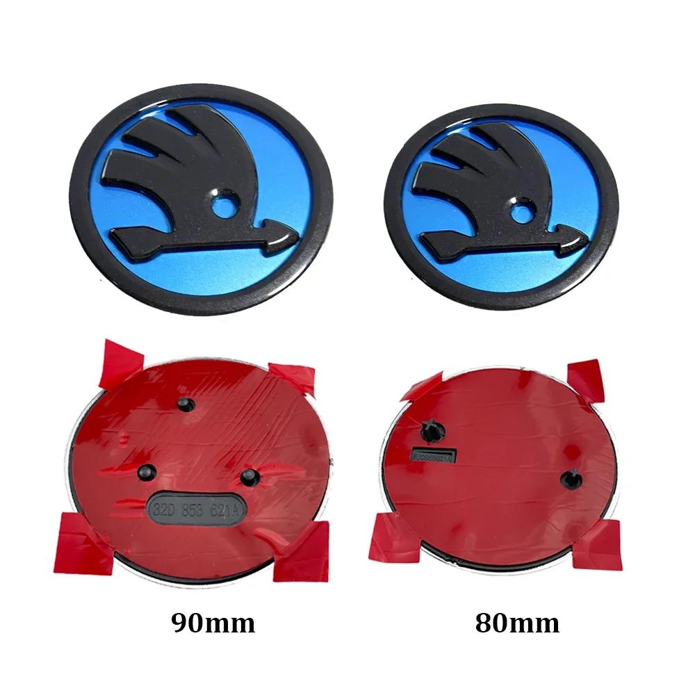 

Skoda 2026 Hot 2Pcs 80mm 90mm Emblem For Skoda Fabia 1 2 Octavia a7 RS Superb Rapid Yeti Karoq Vision Car Head Front Rear Boot T 2pcs 80mm