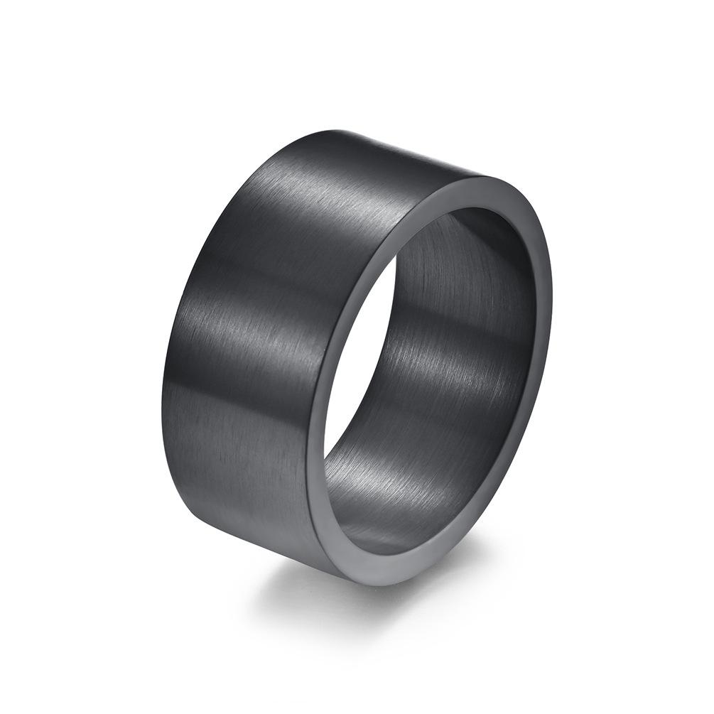 10mm Wide Minimalist Matte Brushed Titanium Steel Ring, Vintage Silver Men's Hip Hop Jewelry